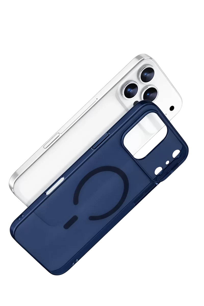 Newface Apple iPhone 17 Pro Max Combo Sert Şeffaf Magsafe Kapak - Mavi