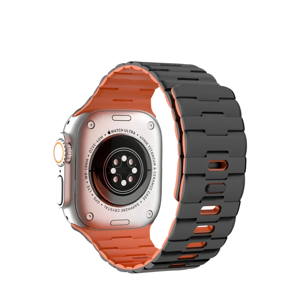 Newface Apple Watch Ultra 49mm Wowen Kordon - Siyah-Turuncu