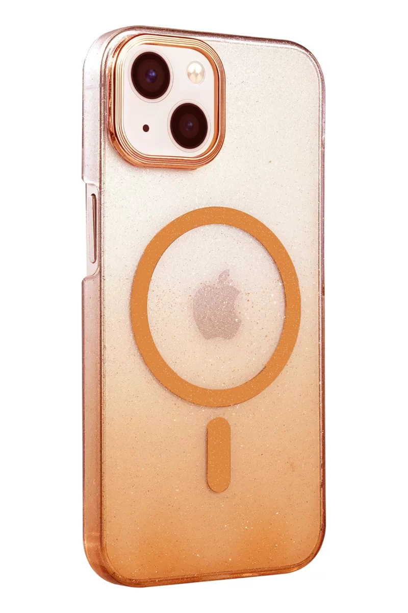 Newface Apple iPhone 14 Glossy Magsafe Kapak - Turuncu