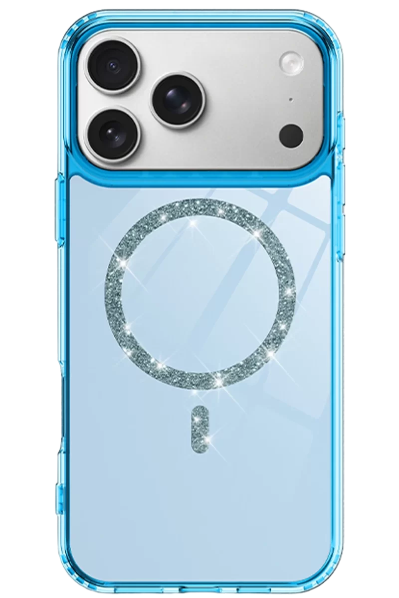 Newface Apple iPhone 17 Pro Max Live Diamond Magsafe Kapak - Mavi