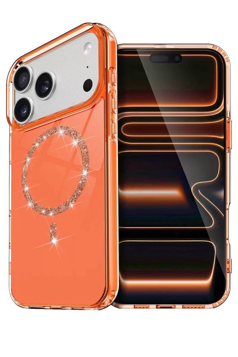 Newface Apple iPhone 17 Pro Max Live Diamond Magsafe Kapak - Turuncu