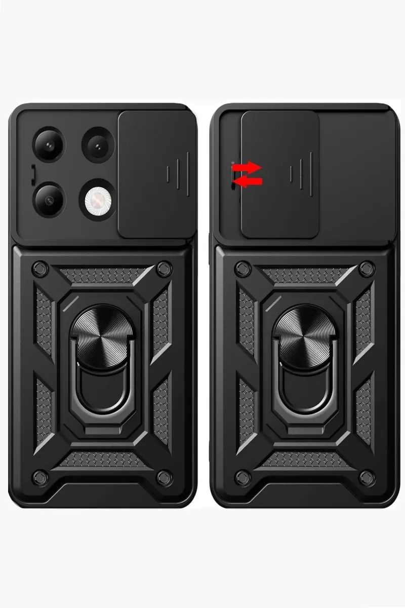 Newface Xiaomi Redmi Note 13 4G Kılıf Pars Lens Yüzüklü Silikon - Kırmızı