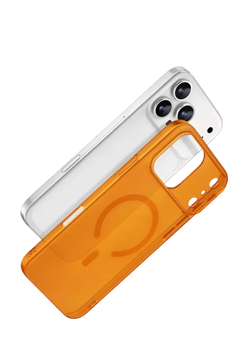 Newface Apple iPhone 17 Pro Combo Sert Şeffaf Magsafe Kapak - Turuncu