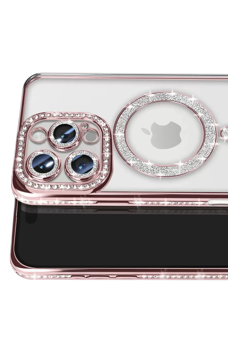 Newface Apple iPhone 16 Pro Max Kılıf Joke Simli Magneticsafe Kılıf - Pembe