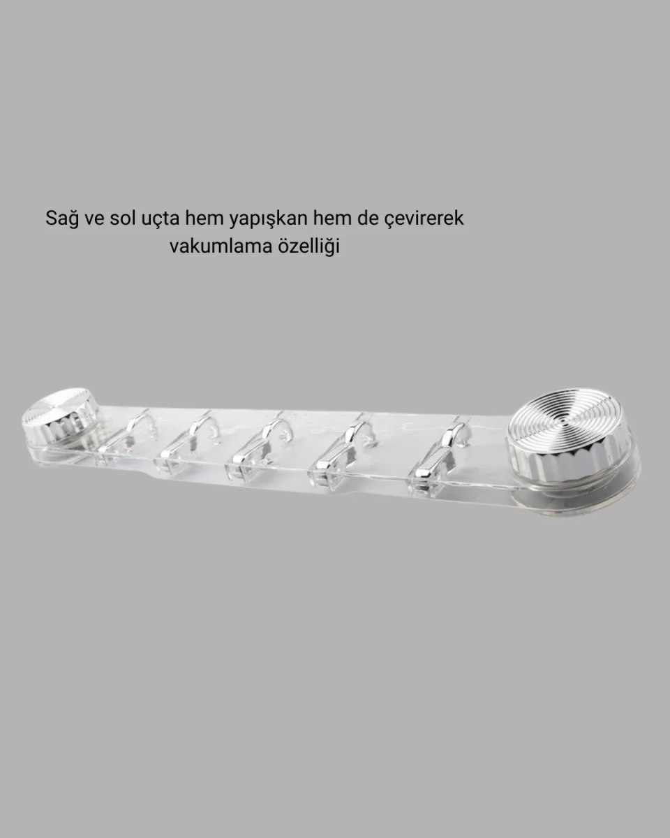 Mutfak ve Banyo Askılığı Vakumlu Yapışkanlı 5 Askı Bölmeli