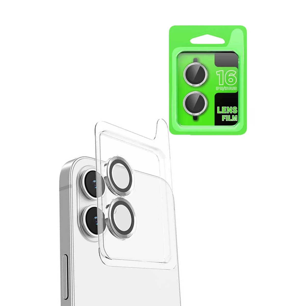 Newface Apple iPhone 16 Plus Raze Metal Kamera Lens - Beyaz