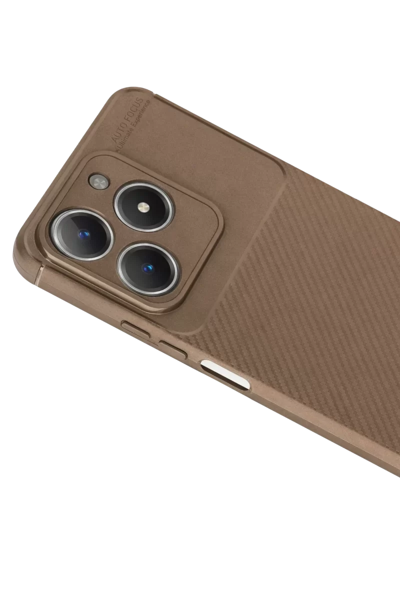 Newface Realme C61 Kılıf Auto Focus Karbon Kapak - Kahverengi