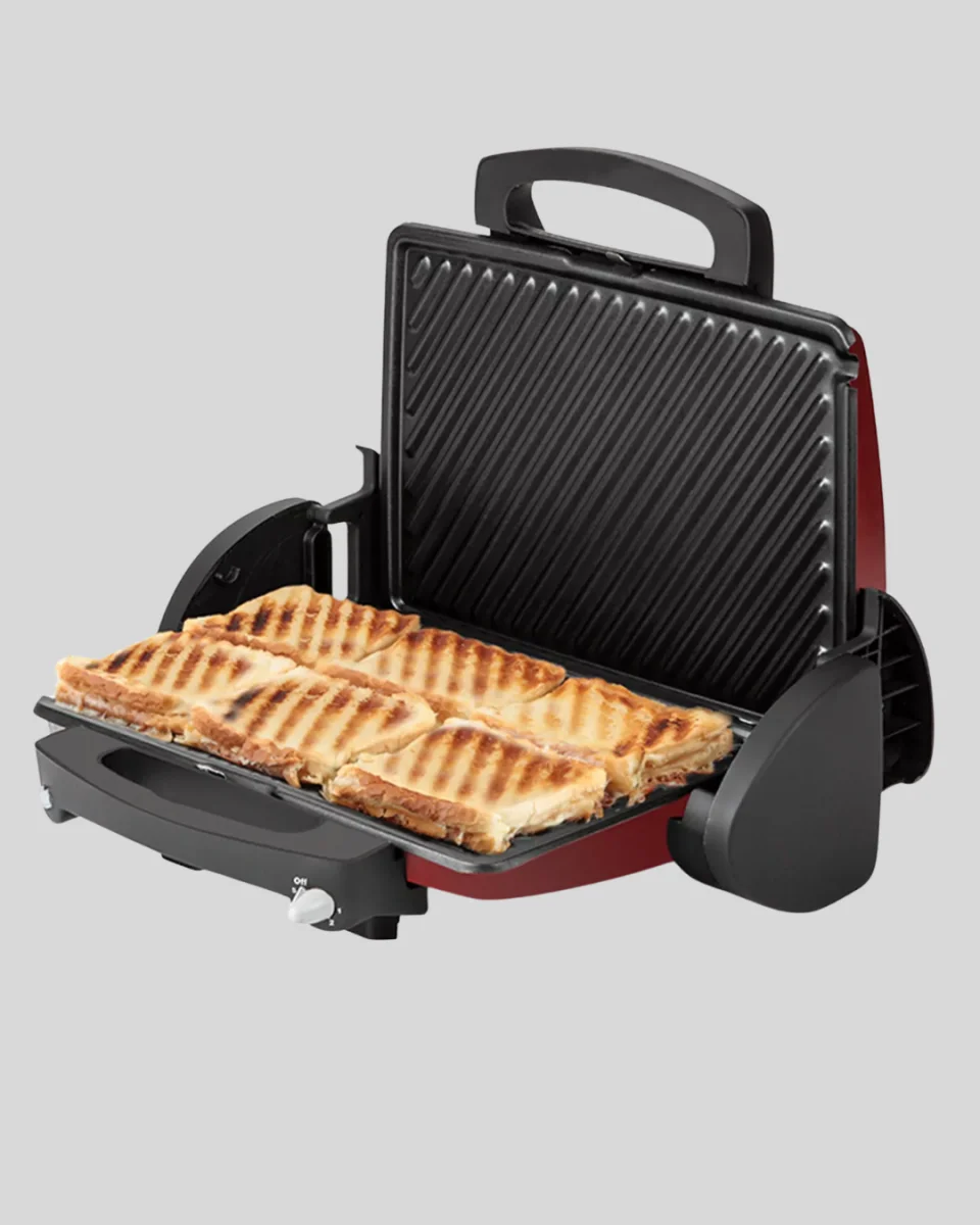 Tost Makinesi Kırmızı Döküm Plaka 6+ Dilim Çok Kapasiteli Izgara