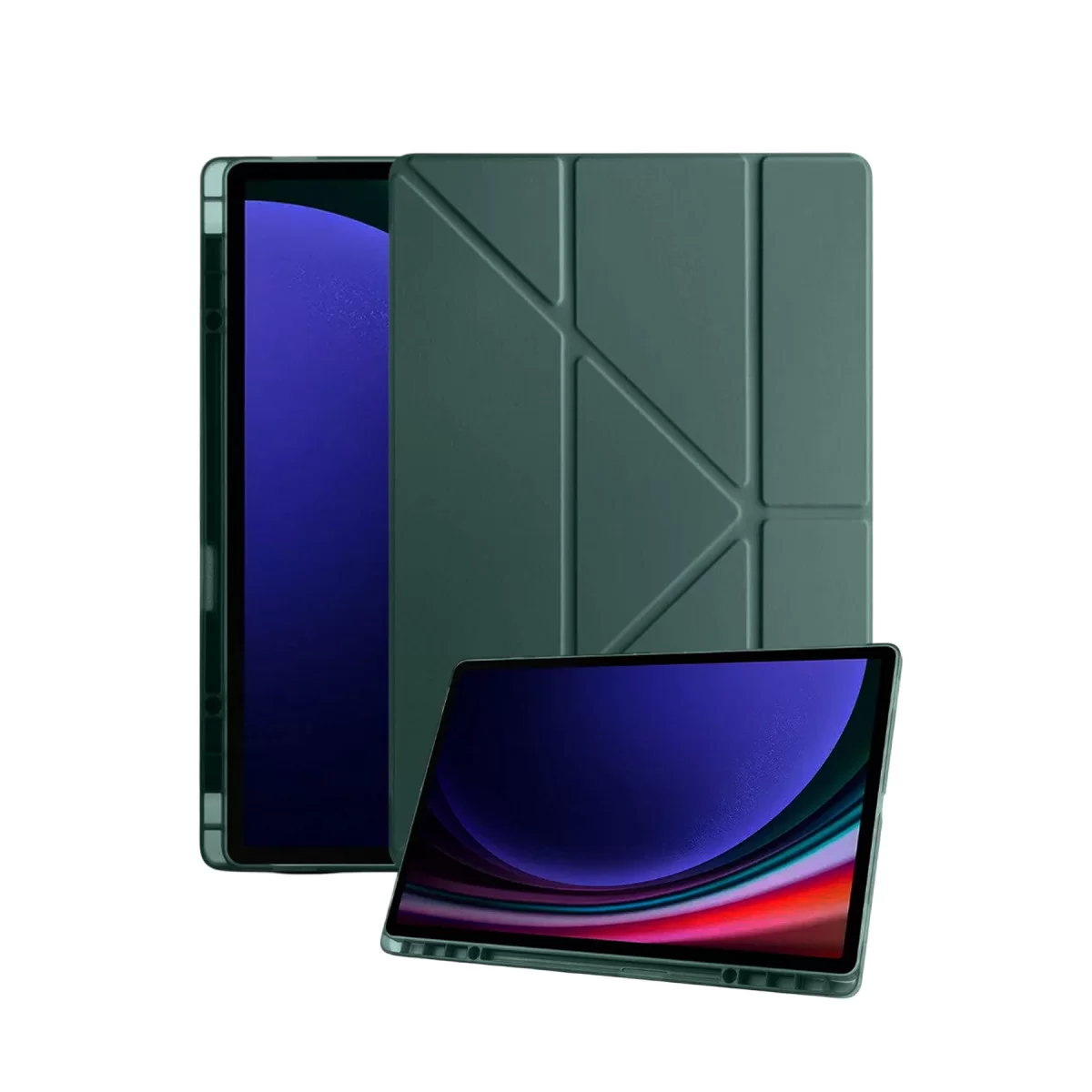 Newface Samsung Galaxy Tab A11 Kalemlikli Mars Tablet Kılıfı - Koyu Yeşil