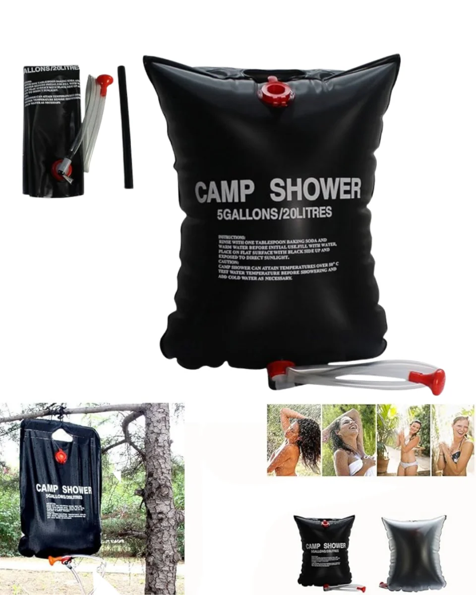 20 Litre Güneş Enerjili Kamp Duşu PVC Dayanıklı Taşınabilir Duş Torbası