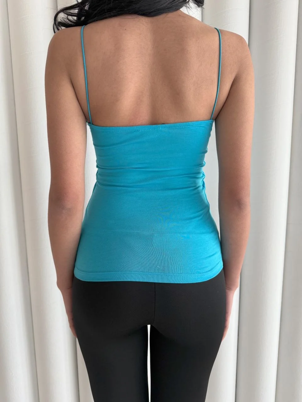 Kadın İp Askılı Uzun Crop - Mavi