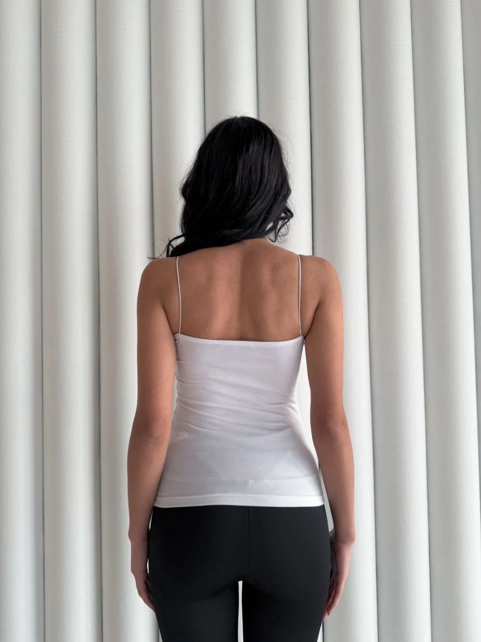 Kadın İp Askılı Uzun Crop - Beyaz