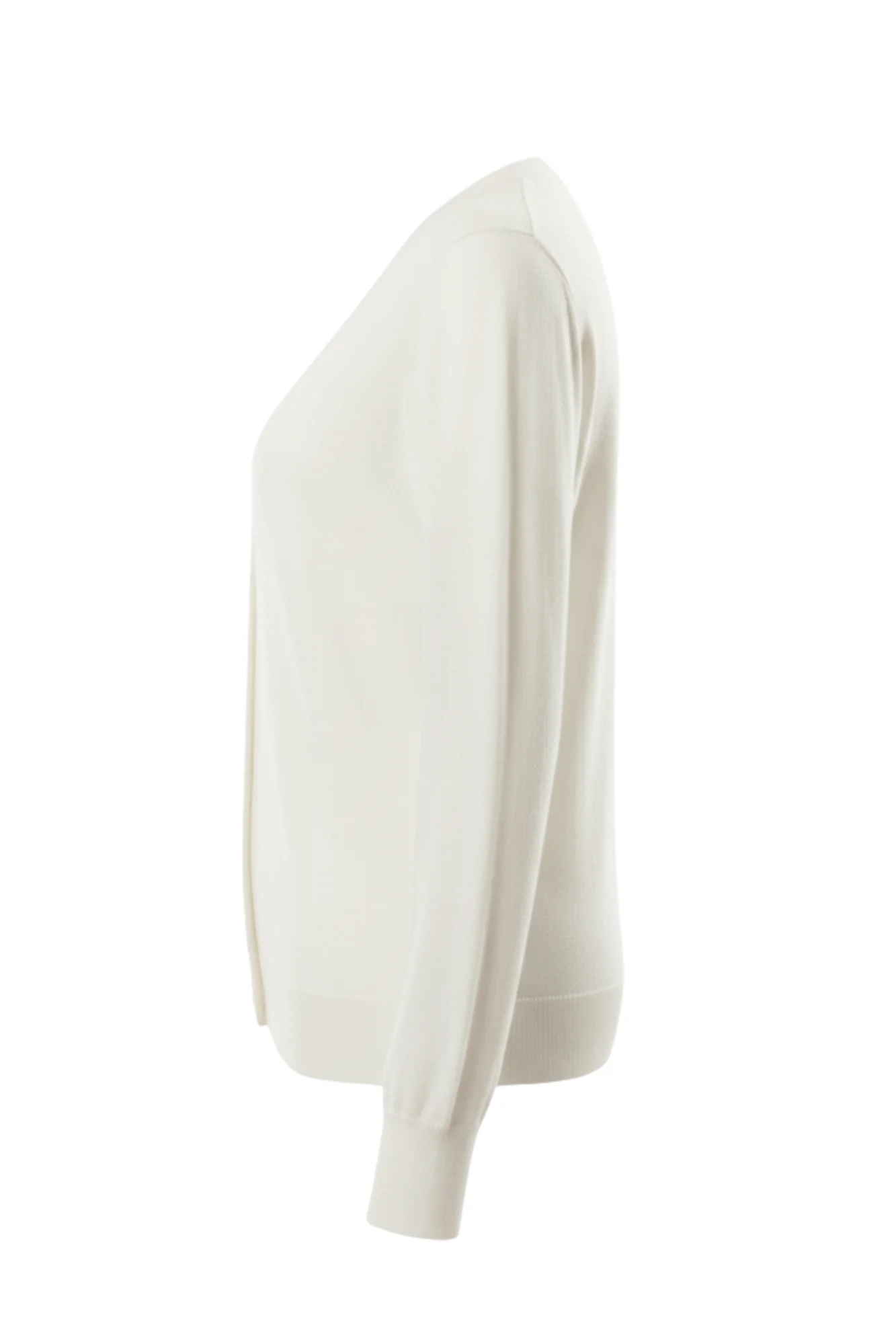 Ekru V Yaka Düğmeli Basic Triko Kadın Hırka