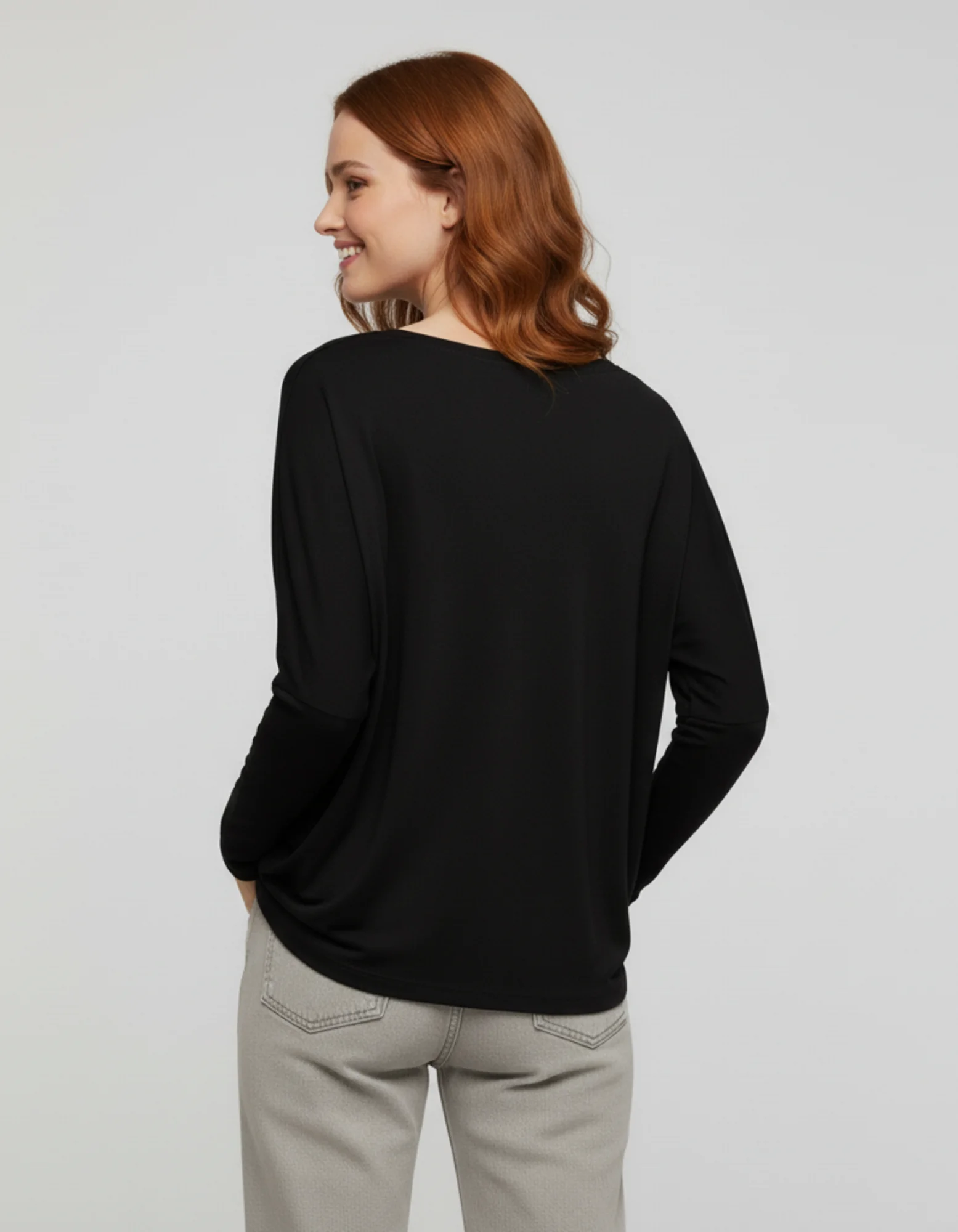 Siyah Basic Uzun Kollu Viskon Kadın Bluz