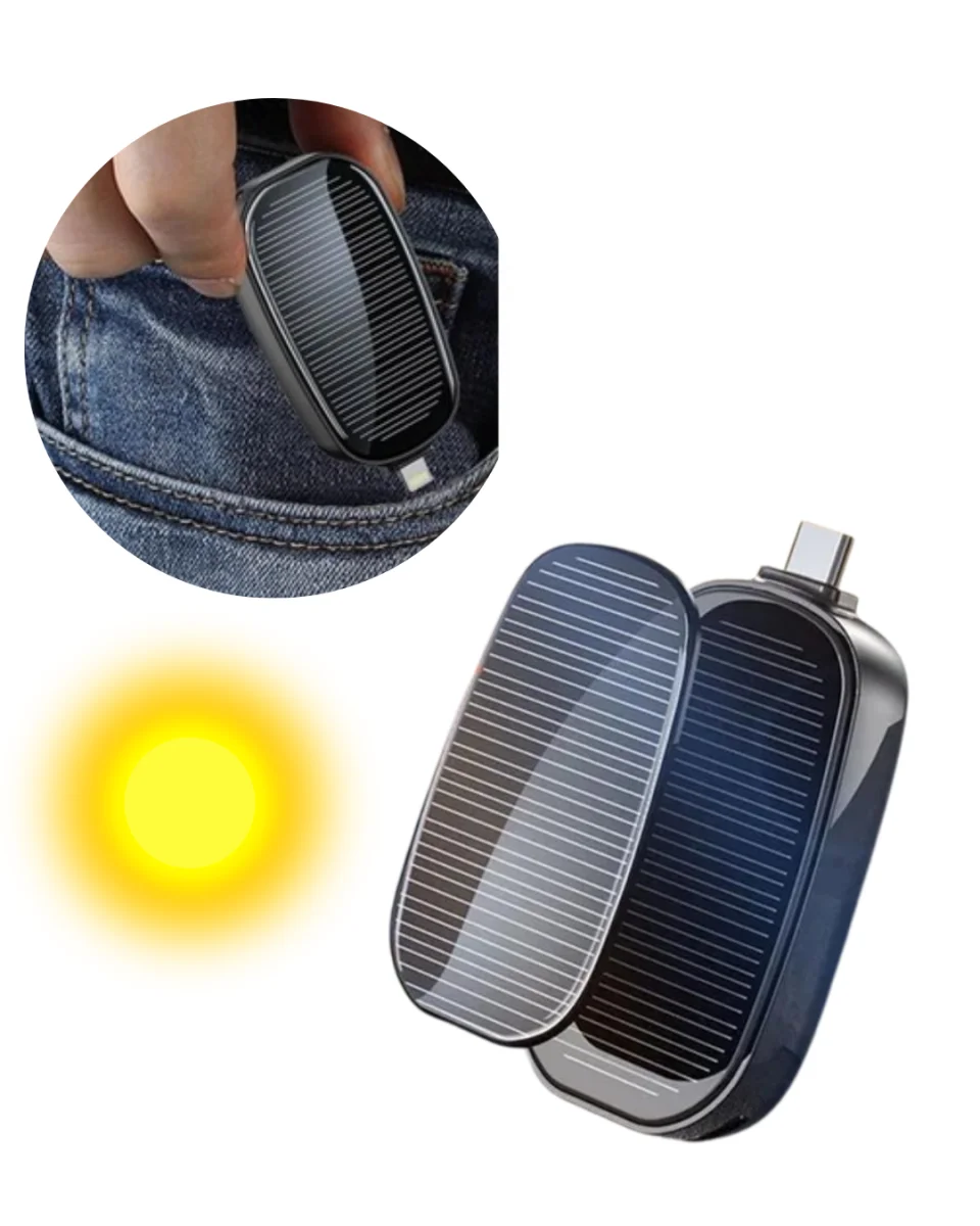 Güneş Enerjili Mini Powerbank 1200mAh Ultra İnce Taşınabilir