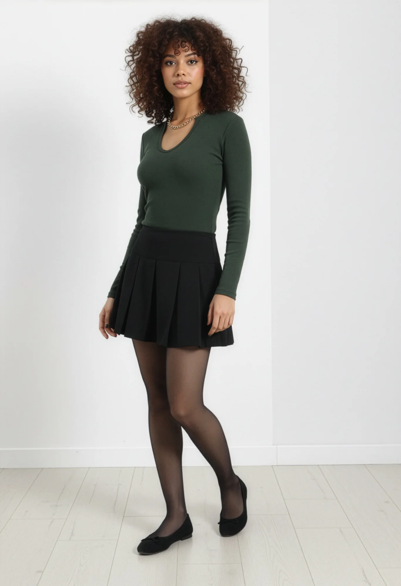 Zincir Detaylı Fitilli Kaşkorse Bluz - Haki