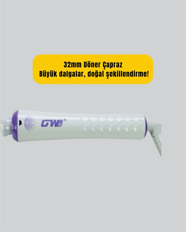 GW 32mm Döner Başlıklı Saç Kıvırma Makinesi – Her An Her Yerde Profesyonel Şekillendirme