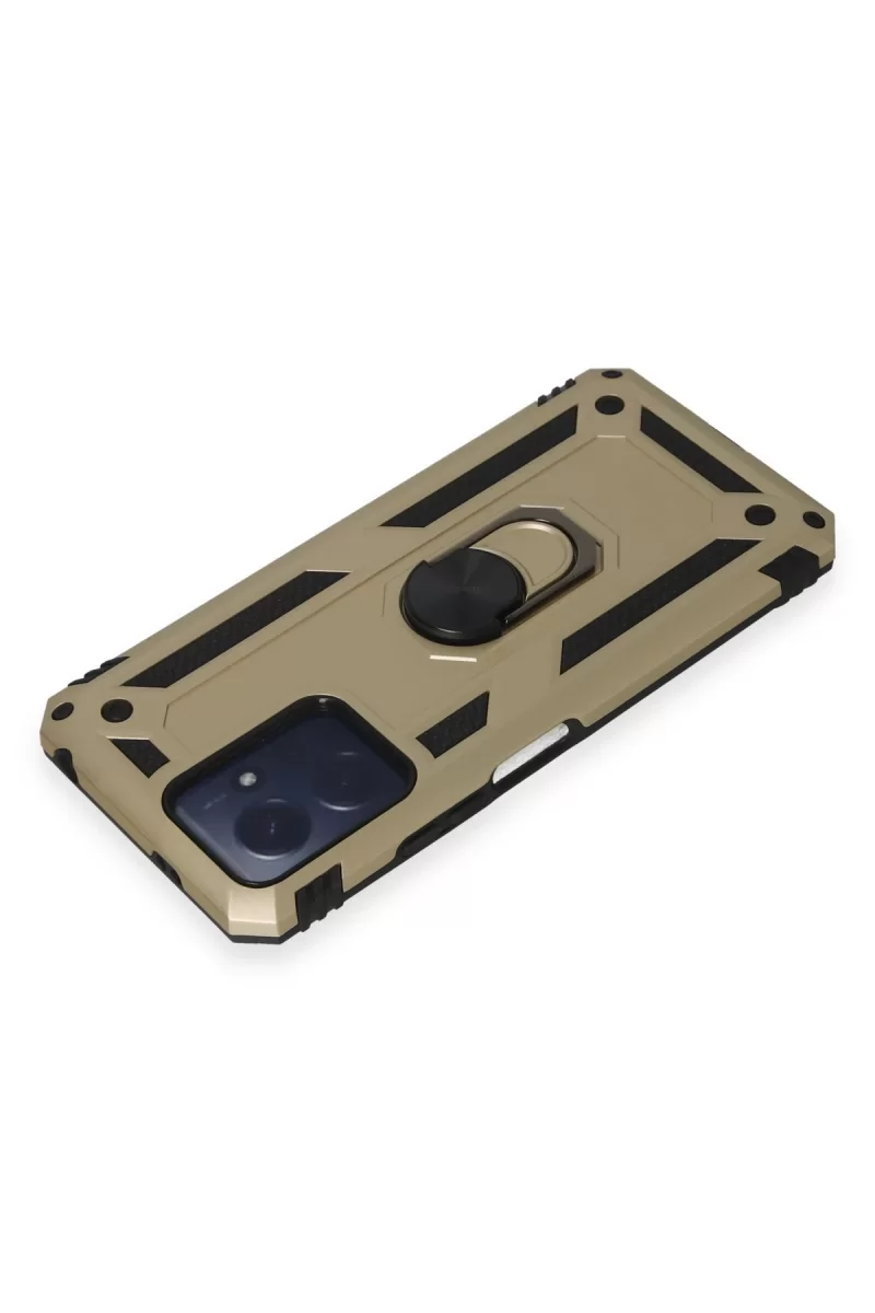 Newface Xiaomi Redmi Note 12 4G Kılıf Sofya Yüzüklü Silikon Kapak - Gold