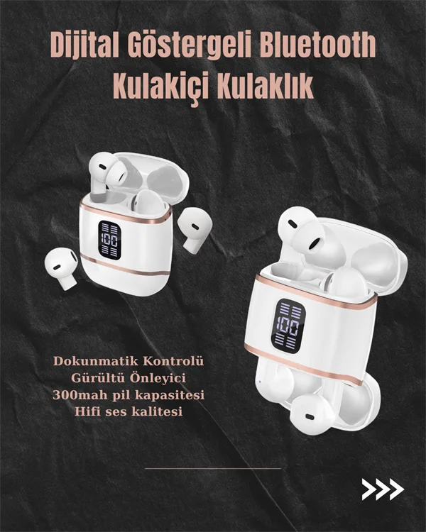 Dijital Göstergeli Bluetooth Kulakiçi Kulaklık – 4’lü Paket, Gürültü Engellemeli