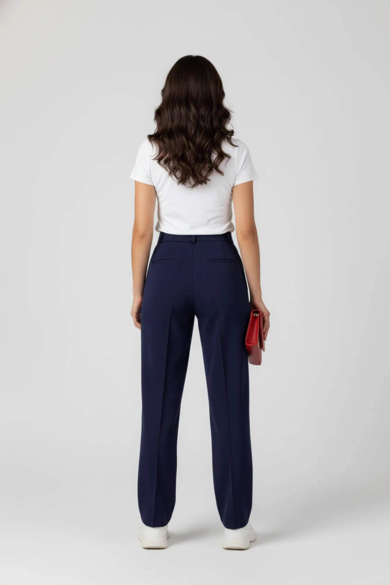 Kadın Modal Çımalı Yüksek Bel Beli Lastikli Bol Paça Pantolon - Lacivert