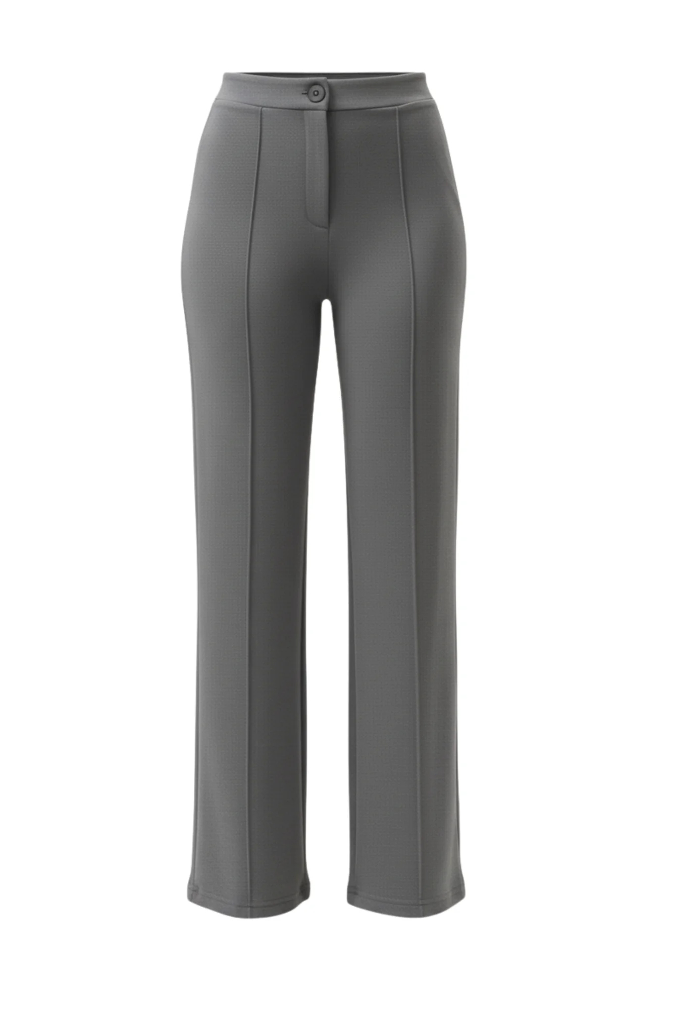 Kadın Yüksek Bel Toparlayıcı Çıma Detaylı Scuba Krep Palazzo İspanyol Paça Pantolon – Gri