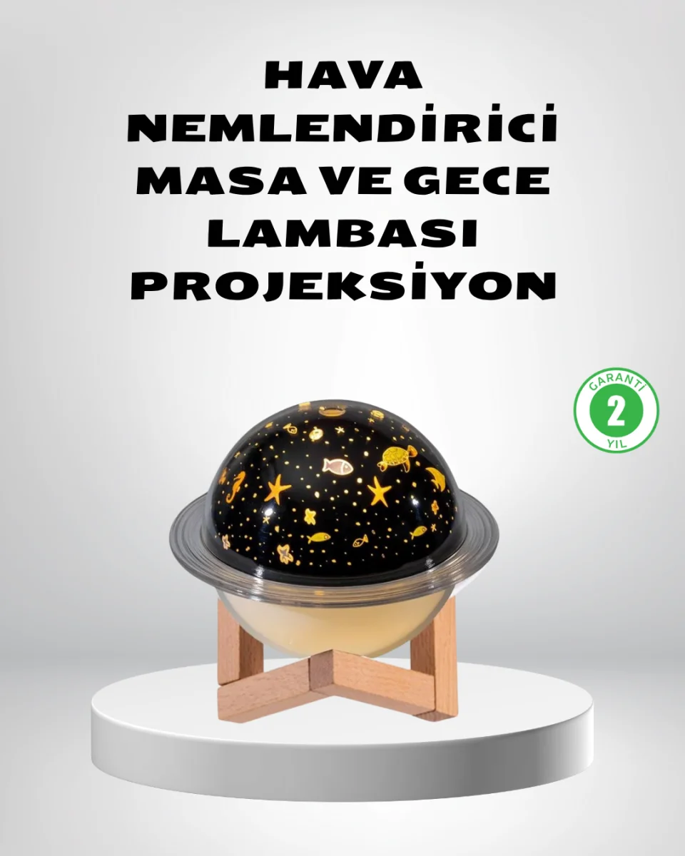 USB Projeksiyon Gece Lambası ve Hava Nemlendirici – Aromaterapi Destekli, Taşınabilir Mini