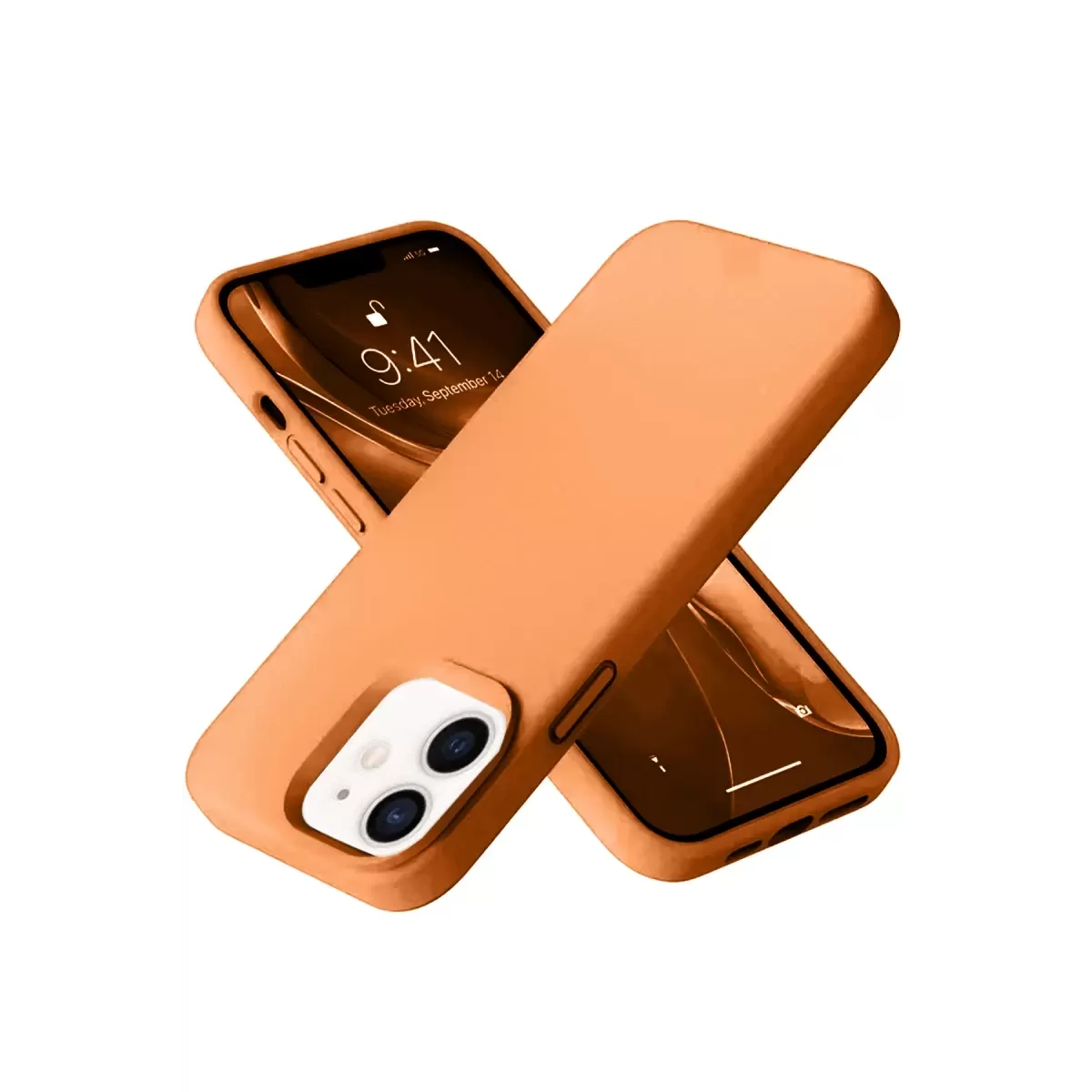 Newface Apple iPhone 12 Kılıf Nano içi Kadife Silikon - Turuncu
