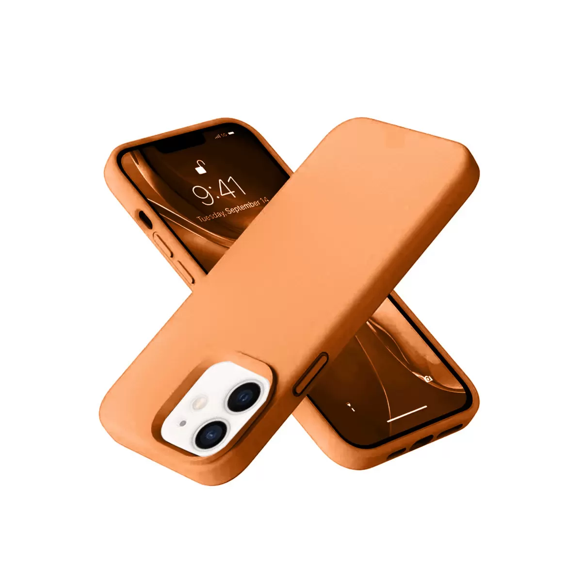 Newface Apple iPhone 12 Kılıf Nano içi Kadife Silikon - Turuncu