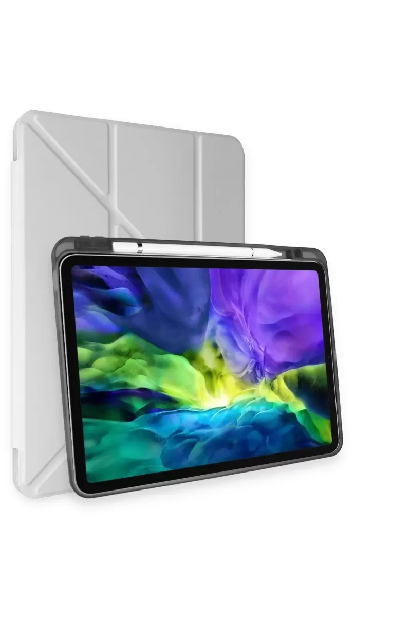 Newface Apple iPad Air 4 10.9 Kılıf Kalemlikli Mars Tablet Kılıfı - Gri