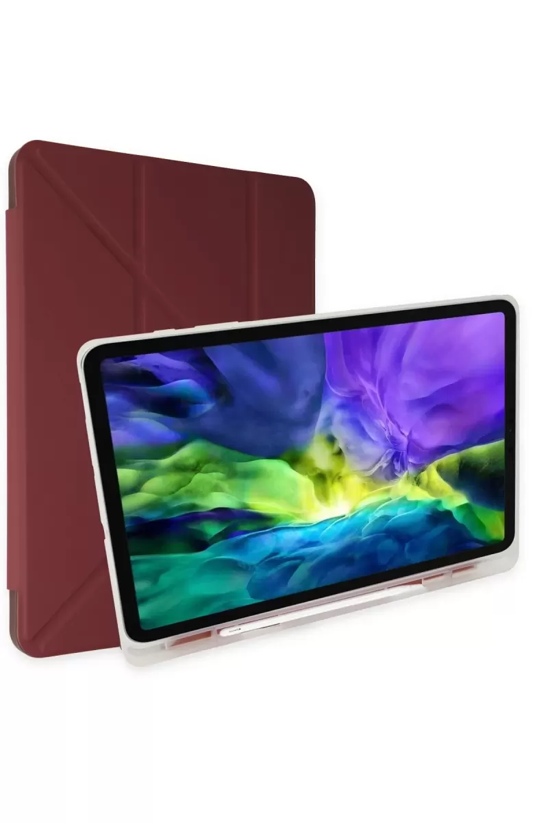 Newface Samsung Galaxy X200 Tab A8 10.5 Kılıf Kalemlikli Mars Tablet Kılıfı - Mürdüm