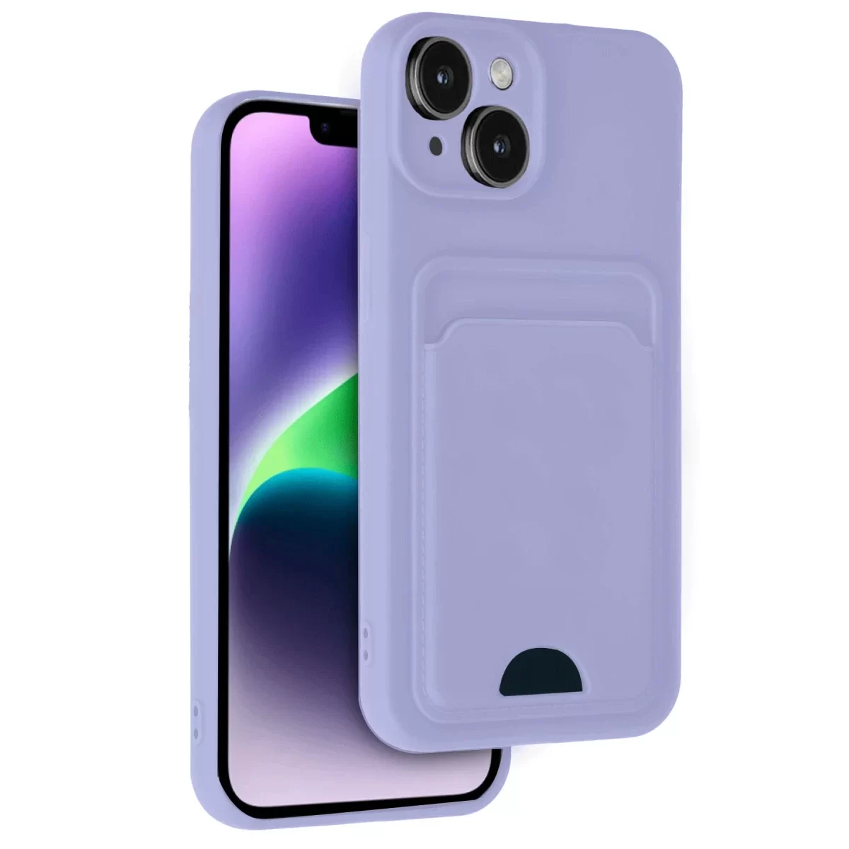 Newface Apple iPhone 14 Kılıf Kelvin Kartvizitli Silikon - Lila