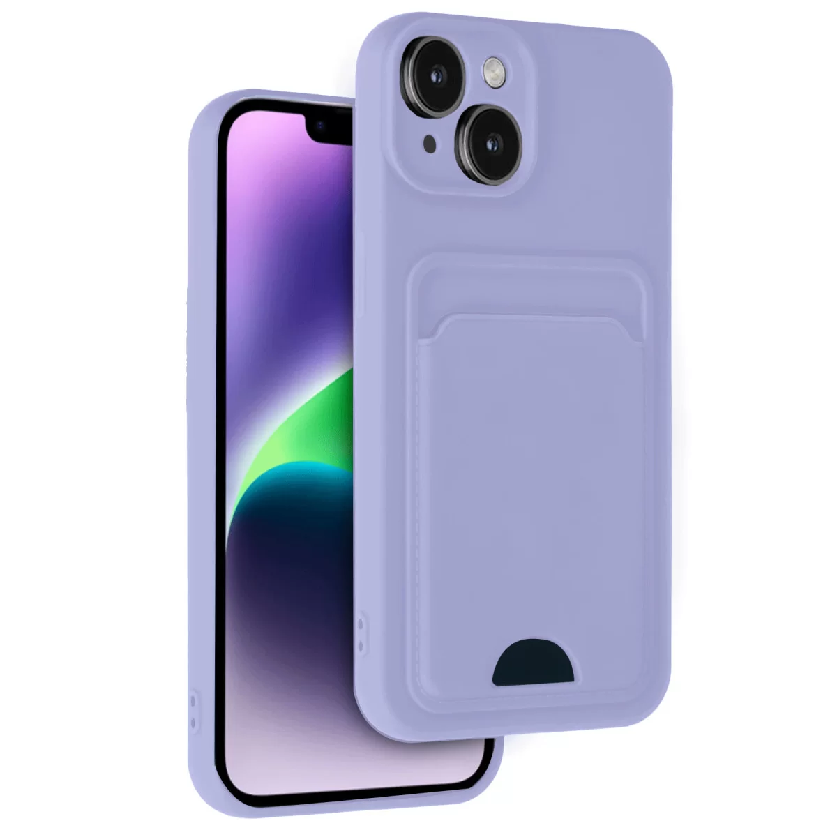 Newface Apple iPhone 14 Kılıf Kelvin Kartvizitli Silikon - Lila