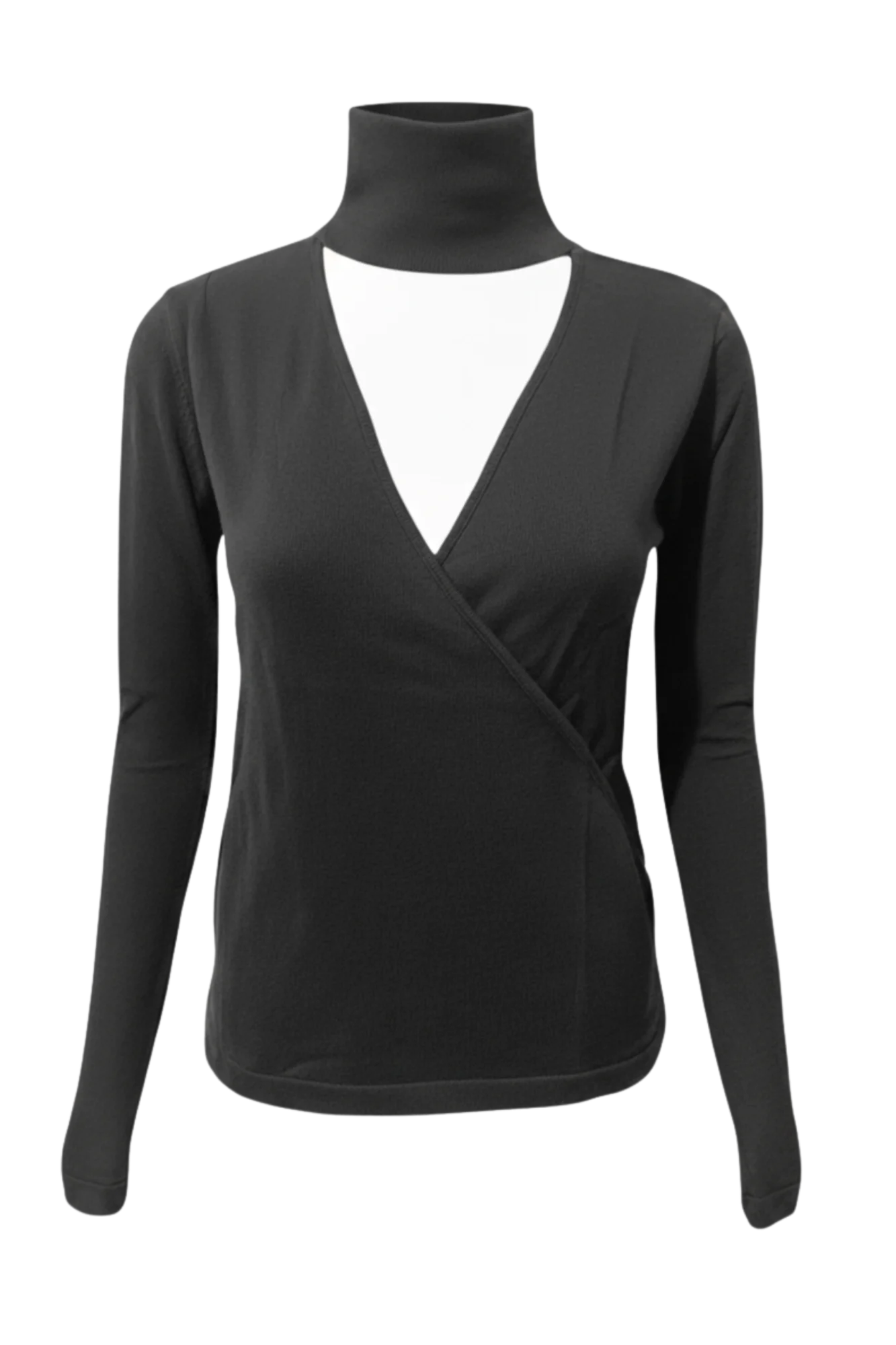 Kadın Boğazlı Pencere Detaylı Gri Triko Kazak