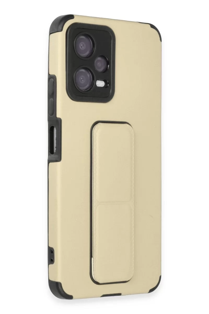 Newface Xiaomi Poco X5 5G Kılıf Mega Standlı Silikon - Gold