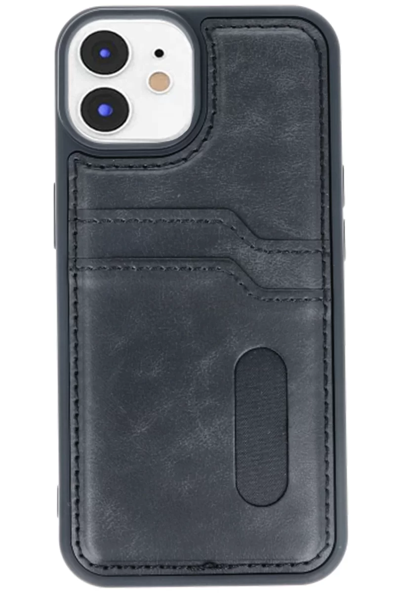 Newface Apple iPhone 11 Kılıf Sara Kartvizitli Deri Kılıf - Siyah