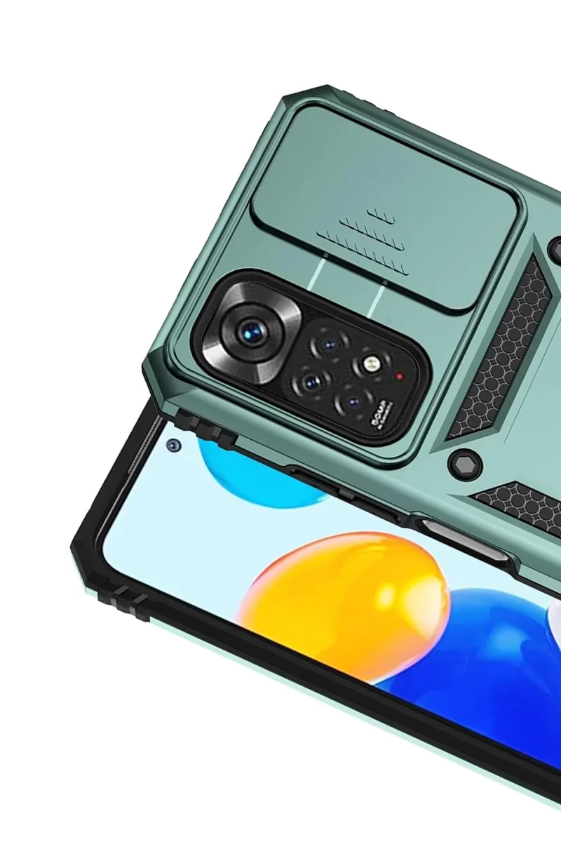 Newface Xiaomi Redmi Note 11 Pro Kılıf Pars Lens Yüzüklü Silikon - Yeşil