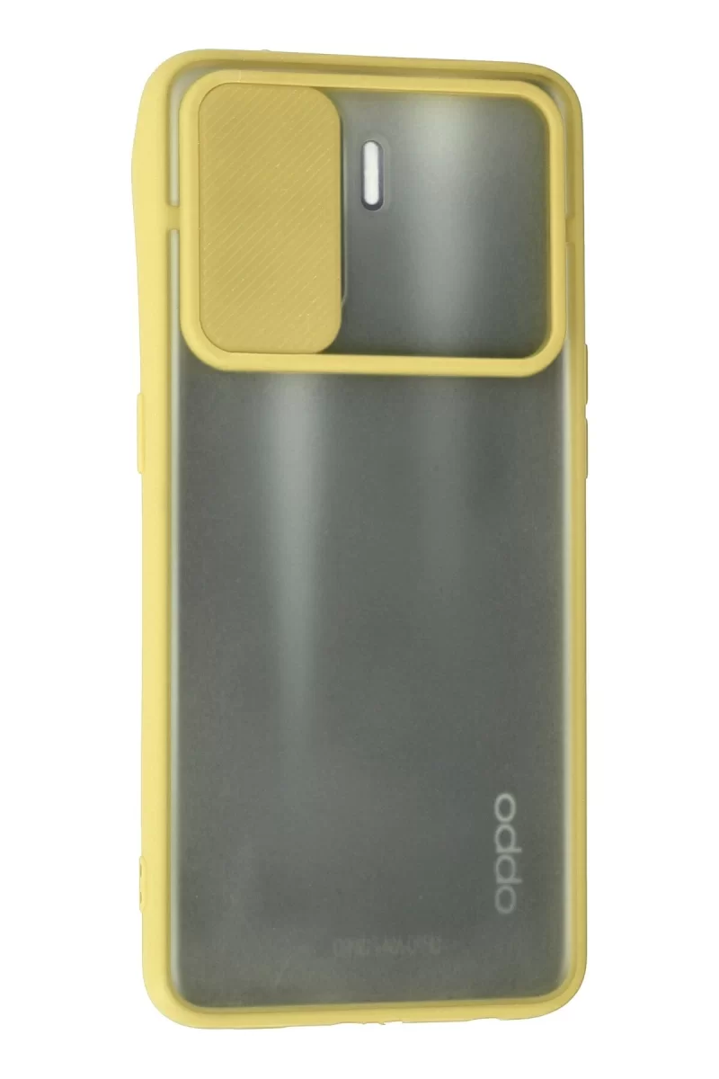 Newface Oppo Reno 5 Lite Kılıf Palm Buzlu Kamera Sürgülü Silikon - Sarı
