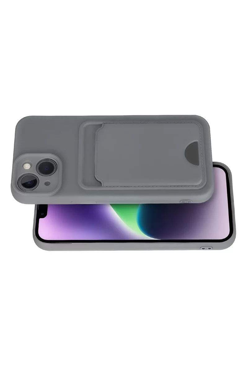 Newface Apple iPhone 14 Kılıf Kelvin Kartvizitli Silikon - Gri