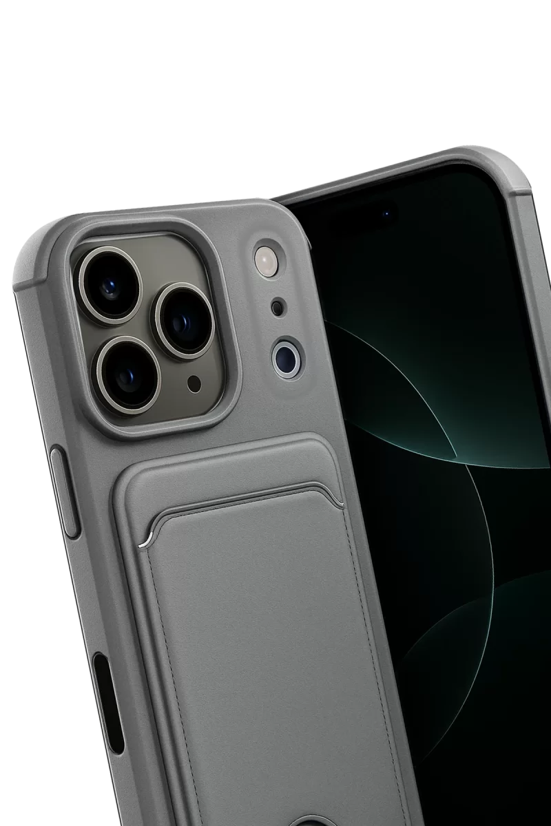 Newface Apple iPhone 17 Pro Kelvin Kartvizitli Silikon - Gri