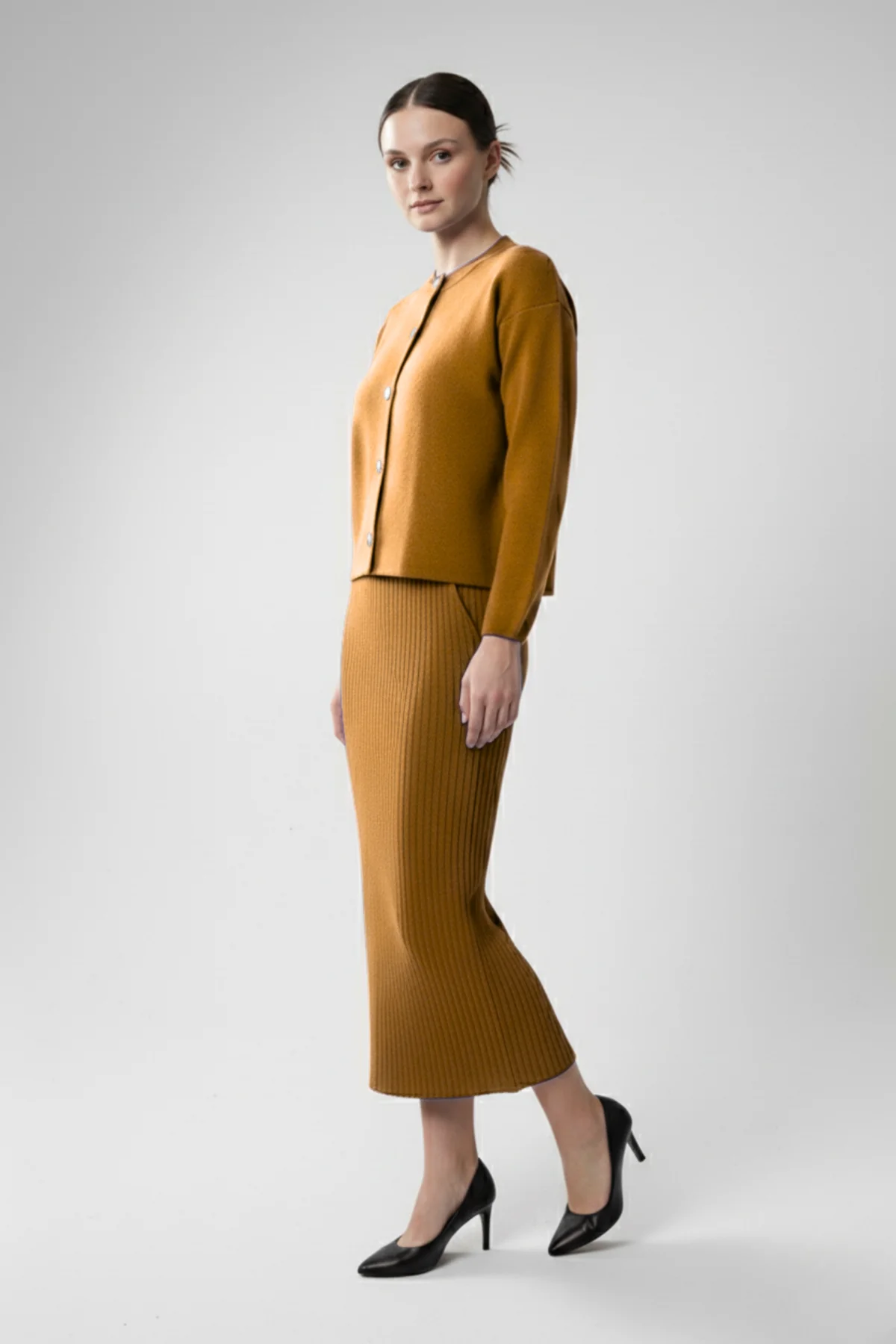 Kadın Hırka Elbise İkili Takım - Kahverengi