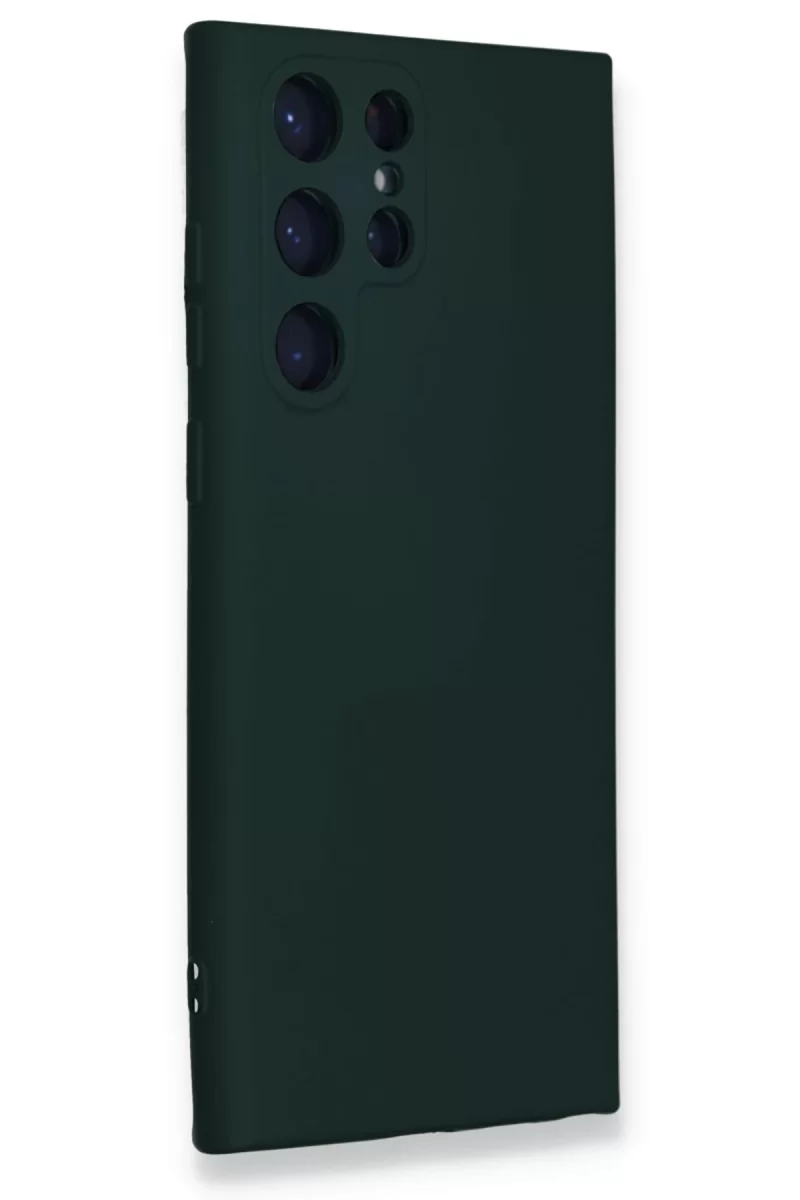 Newface Samsung Galaxy S24 Ultra Kılıf Nano içi Kadife Silikon - Koyu Yeşil
