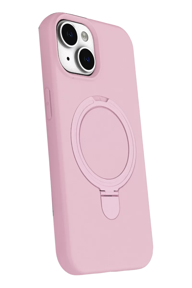 Newface Apple iPhone 15 Plus Regal Magsafe Standlı Kapak - Açık Pembe