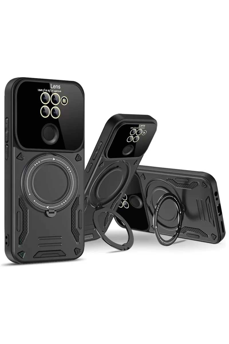 Newface Xiaomi Redmi Note 9 Joy Lens Standlı Kapak - Siyah