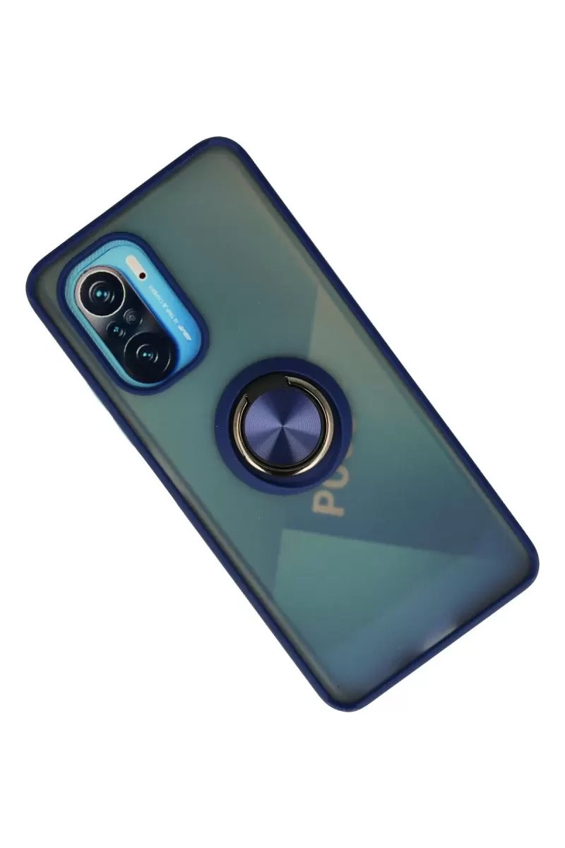 Newface Xiaomi Redmi K40 Kılıf Montreal Yüzüklü Silikon Kapak - Lacivert