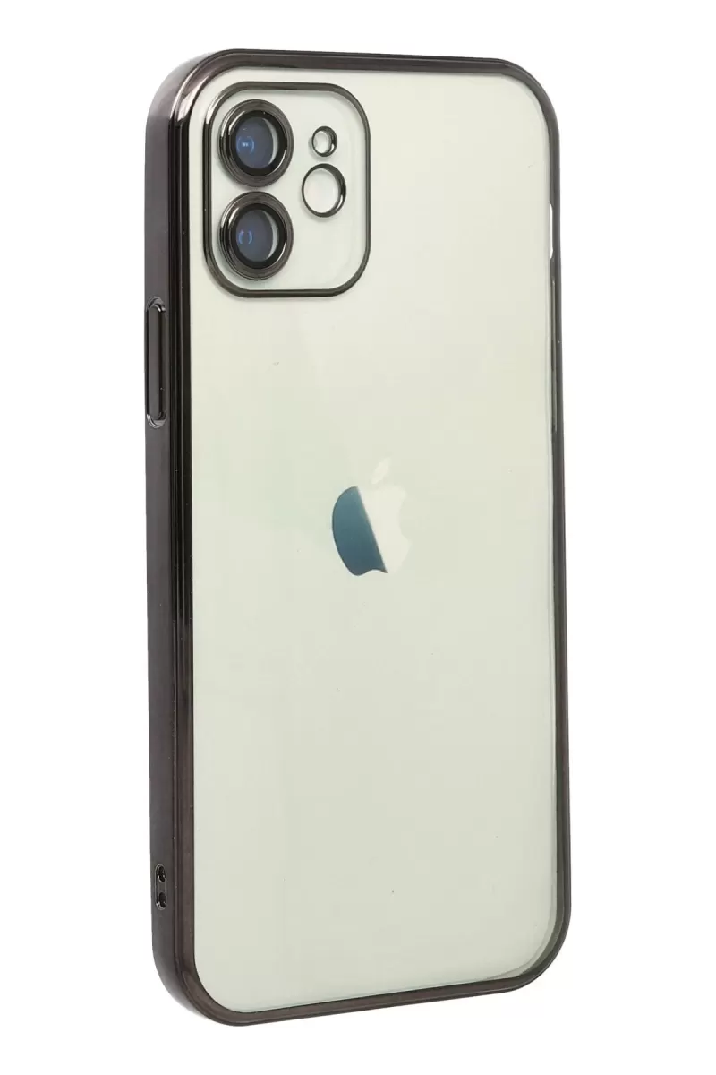 Newface Apple iPhone 12 Kılıf Razer Lensli Silikon - Siyah
