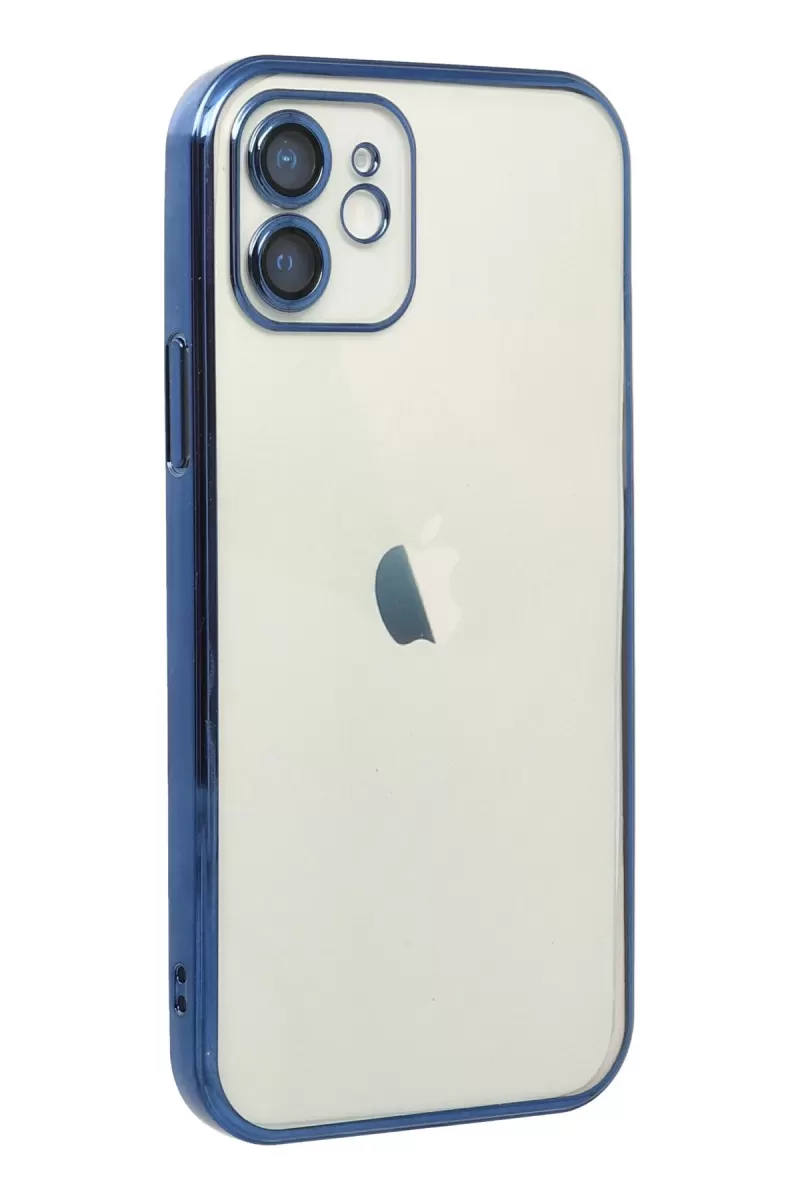 Newface Apple iPhone 12 Kılıf Razer Lensli Silikon - Lacivert