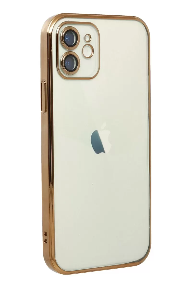 Newface Apple iPhone 12 Kılıf Razer Lensli Silikon - Gold