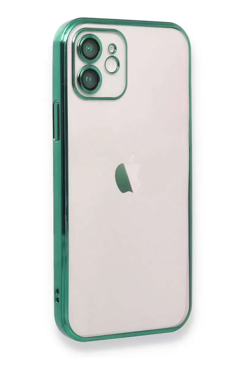Newface Apple iPhone 12 Kılıf Razer Lensli Silikon - Yeşil