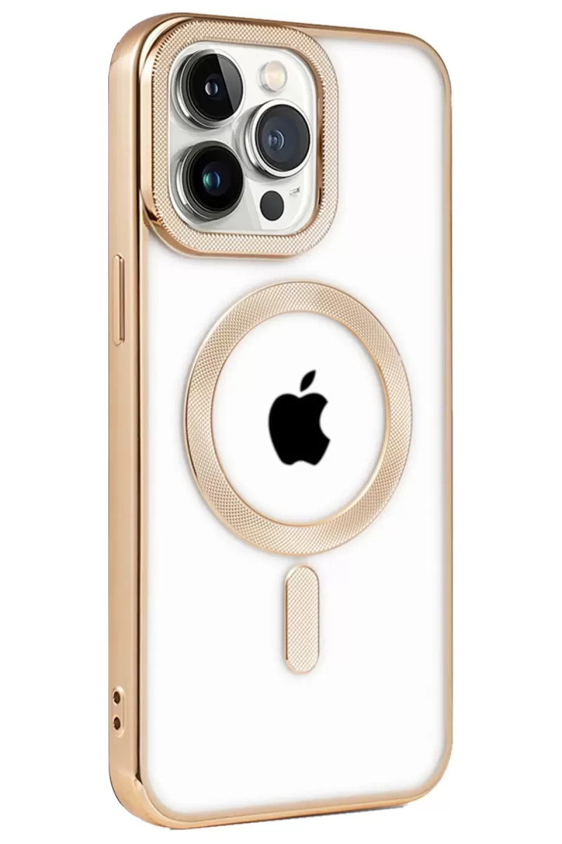 Newface Apple iPhone 14 Pro Kılıf Kronos Magsafe Kapak - Gold