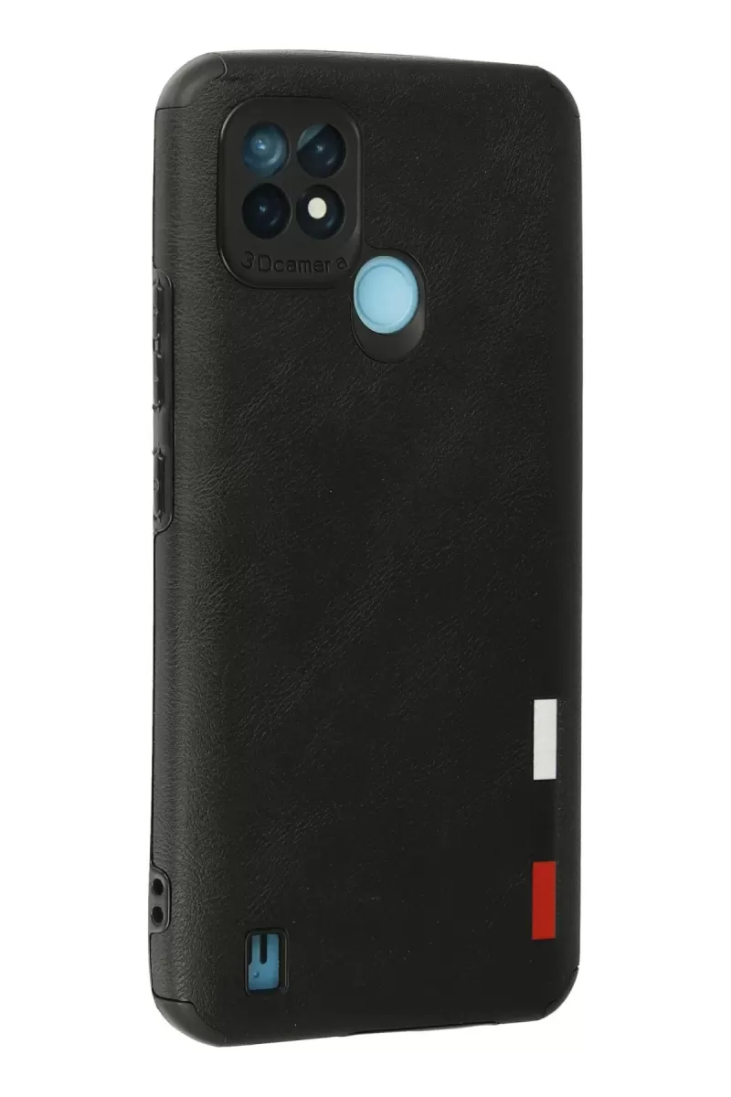 Newface Realme C21 Kılıf Loop Deri Silikon - Siyah